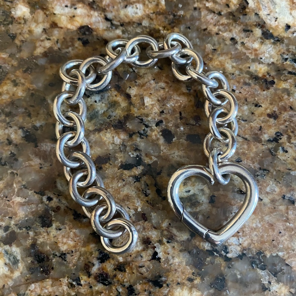 Tiffany sterling silver 925 heart toggle bracelet (small size - 6”)